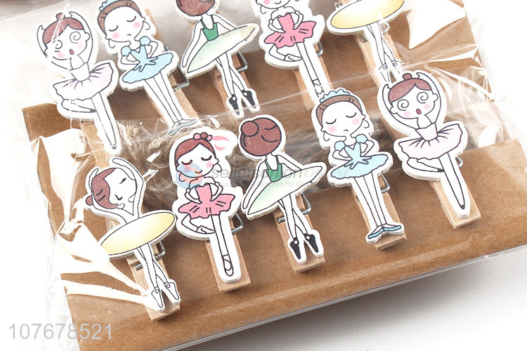 Fashion shop home decoration clip cartoon ballet dancer wooden clip