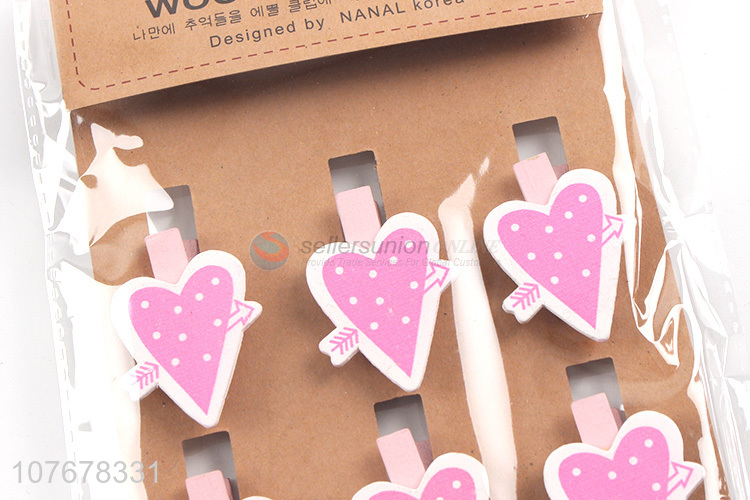 Supply creative cartoon photo clip with one arrow through the heart clip wooden craft clip