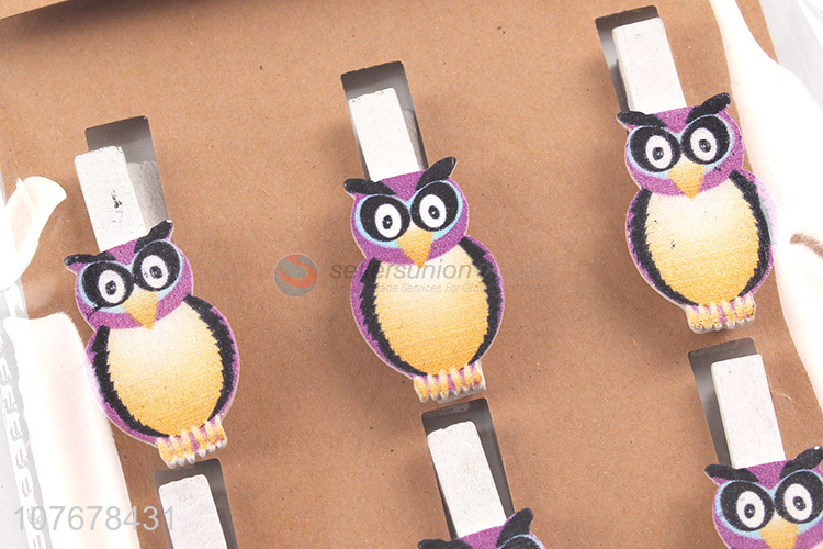 Low price home crafts shop decoration cartoon owl wooden clip