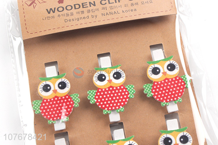 Wholesale home furnishings shop decoration cartoon owl wooden clip