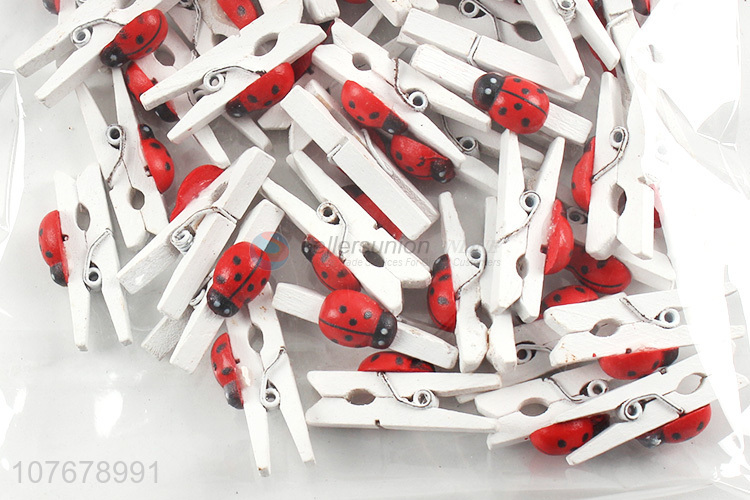 Wholesale Cartoon Patch Clip Seven Star Ladybug White Wooden Clip Set