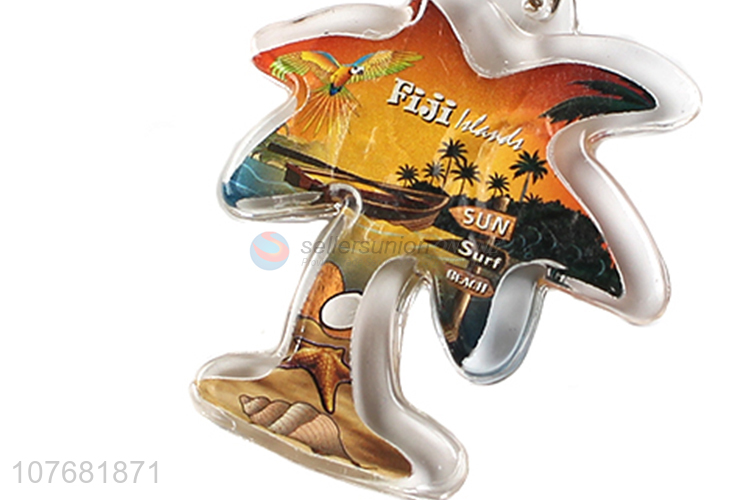 Popular products coconut palm key chain acrylic keychain key ring