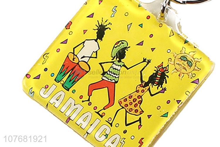 Hot sale Jamaica souvenir key chain acrylic keyring