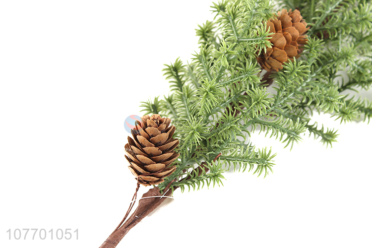 New arrival Christmas ornaments artificial long stem pine cone twigs