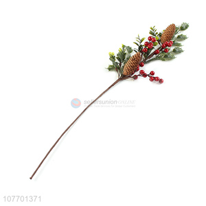 Wholesale Christmas picks Christmas branch with pinecone red berry