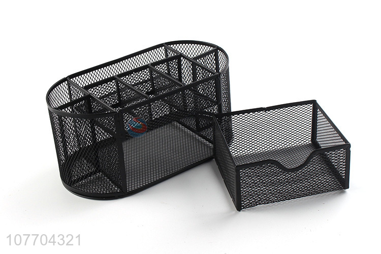 High quality 9 compartments metal mesh desk organizer for office and home