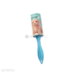 Spot roller type long handle portable pet hair sticking device