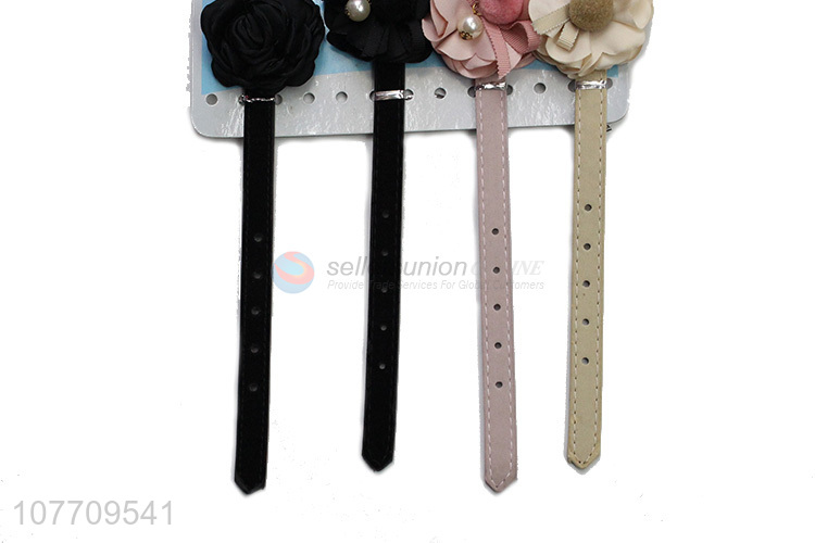 Top sale good quality waterproof PU collar with flower