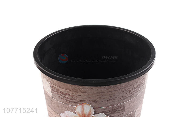 Fashion Printing Plastic Garbage Bin Round Trash Can For Sale