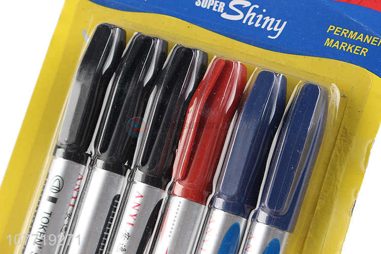 New Arrival 6 Pieces Permanent Marker Multipurpose Marking Pen Set