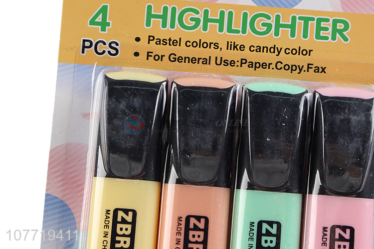 Promotional 4 Pieces Candy Color Highlighter Marker Pen Set