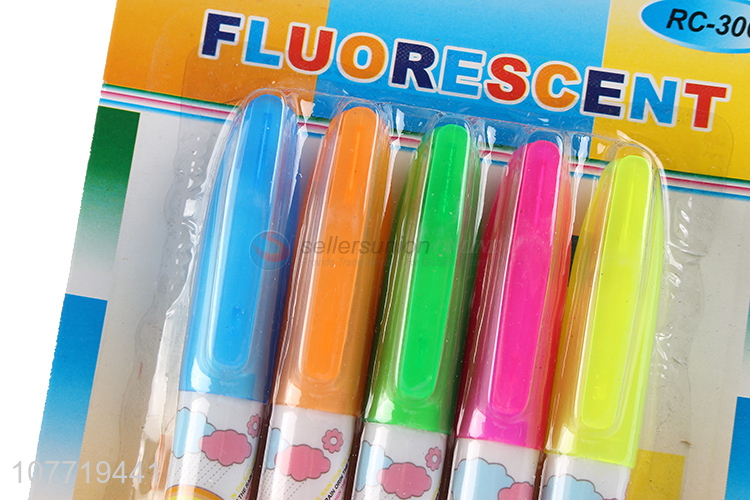 Good Sale 5 Pieces Highlighter Marker Fluorescent Marker Pen