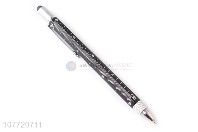 Hot selling stationery multifunctional rotating metal ball pen ruler pen