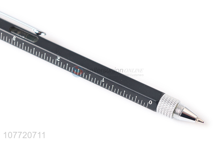 Hot selling stationery multifunctional rotating metal ball pen ruler pen