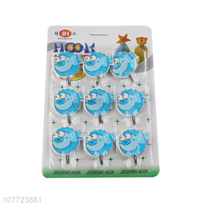 Most popular 9 pieces cartoon heavy duty plastic sticky hooks