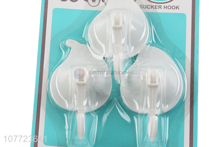 New design 3 pieces traceless sucker hook suction cup wall hooks