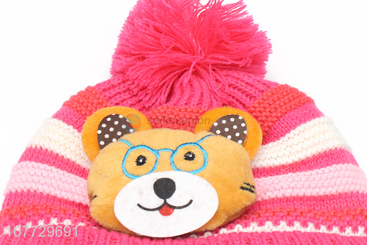 New products cartoon animal children winter acrylic knitting hat with earflaps