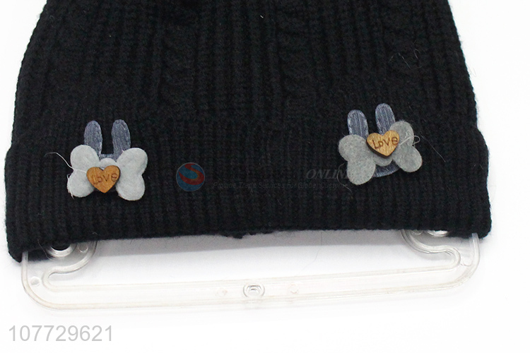 Hot selling children winter pompom beanie toddler knitting cap