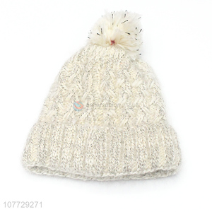 Low price autumn winter women hat knitted beanie hat with fleece lining