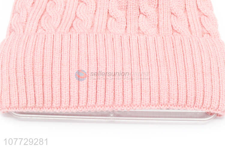 Good sale female winter cap outdoor fleece-lined knitting beanie hat