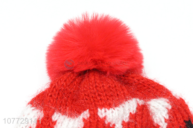 Good quality autumn winter women hat knitted hat pompom hat with fleece lining