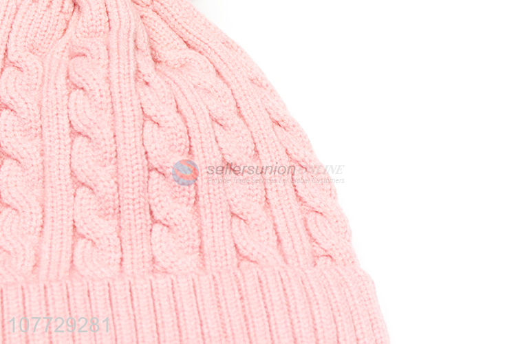 Good sale female winter cap outdoor fleece-lined knitting beanie hat