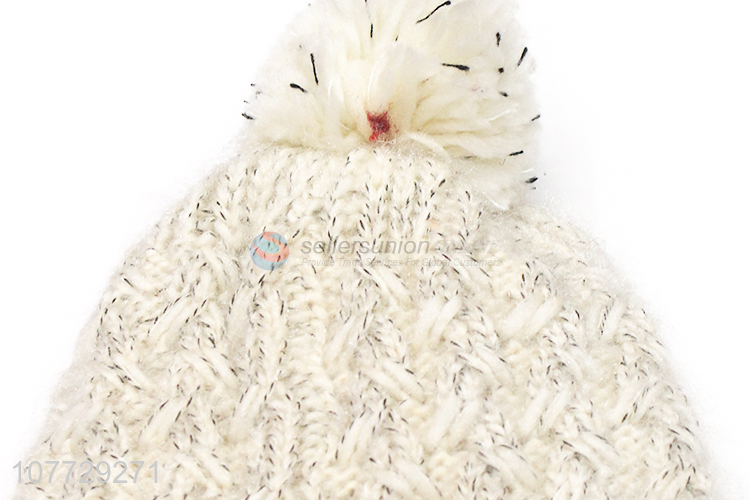 Low price autumn winter women hat knitted beanie hat with fleece lining
