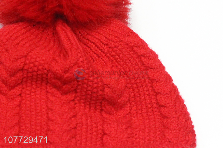 Recent products kids winter beanie knitted hat with pompom