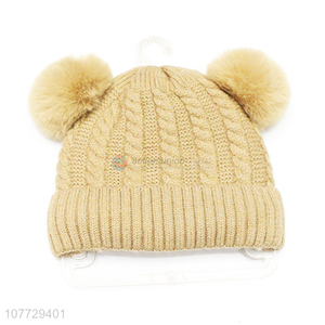 Good sale winter beanies children outdoor hat with pompom
