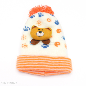 Good quality cartoon bear children beanie cap kids winter hat