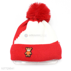 Wholesale kids winter pompom hat toddler beanie cap outdoor cap