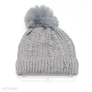 Factory direct sale kids winter pompom hat toddler beanie cap