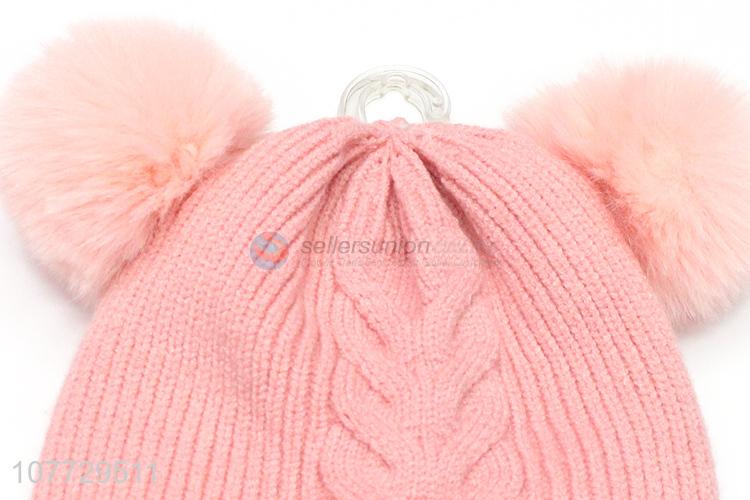 High quality toddler boys girls outdoor thermal pompom beanie