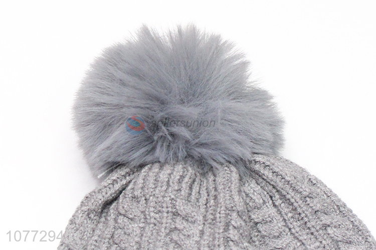 Factory direct sale kids winter pompom hat toddler beanie cap