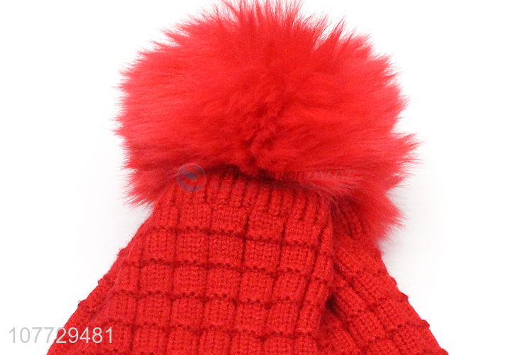 Good quality children knitted hat winter warm pompom beanies