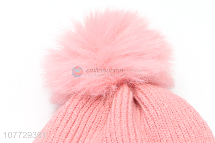 Hot selling children knitted hat winter warm pompom beanies