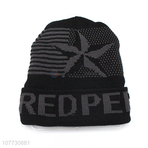 Popular products men winter hat fleece lined beanie cap knitting hat