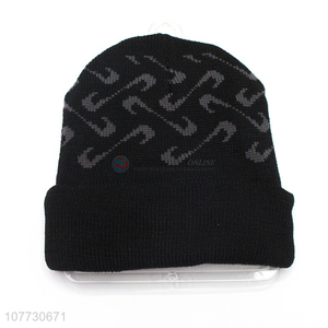 New design winter jacquard hat fleece lining beanie hat for men