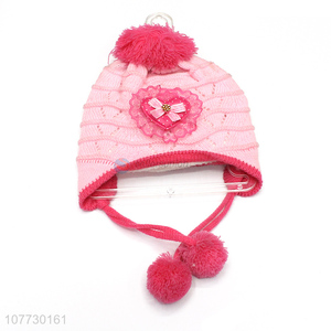 Recent products kids winter hat with earflaps children pompom beanies