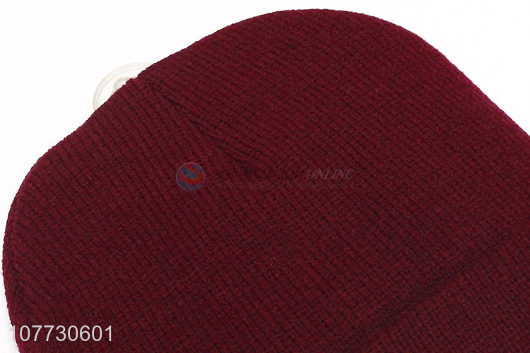 Factory price men outdoor sport knitting cap fleece lining beanie hat