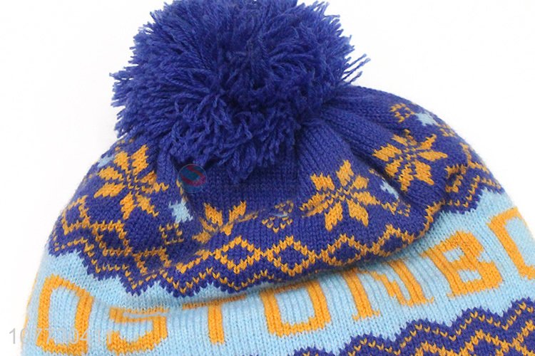 High quality toddler children winter jacquard knitting beanie hat