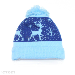 Recent products toddler boys girls outdoor jacquard pompom beanie