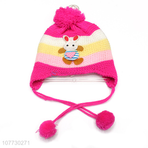 Top seller kids winter earmuff beanie toddler pompom beanies