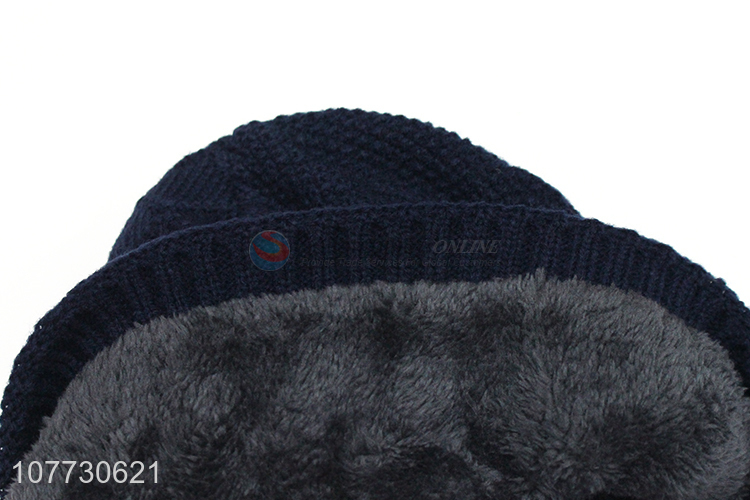 Hot products men winter hat fleece lining beanie cap knitting cap