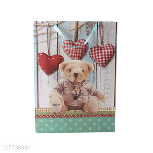 Wholesale cartoon birthday bear white card portable packaging gift bag