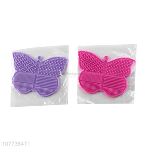 Promotional butterfly shape silicone makeup brush cleaner cosmetic brush cleaning pad