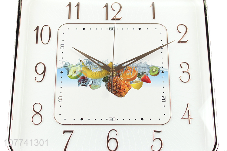 Popular Fruit Pattern Square Wall Clock Fashion Hanging Clocks