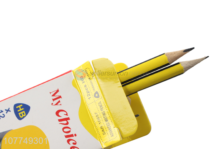 Wholesale yellow black strip test drawing pen writing pencil with rubber