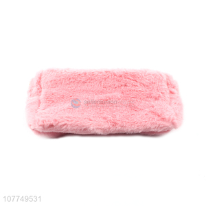 Hot selling pink fluffy winter carry storage cosmetic bag