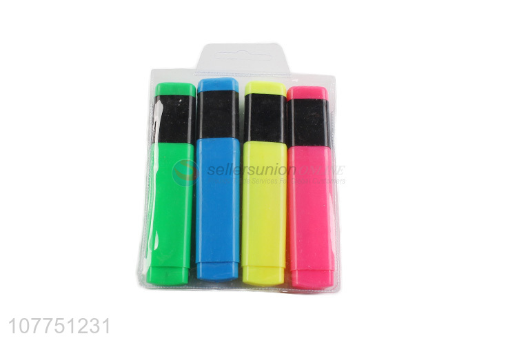 Factory price 4 colors highlighter fluorescent pen for school office